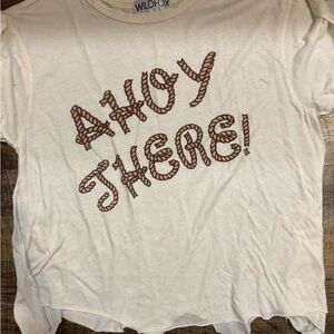 Wildfox Cream Tee with Brown Rope Script